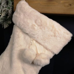 Samuel Alexander Winter White Faux Fur Hanging Christmas Stocking with Pom Poms 50cm - Size: 50 x 33 x 33cm - Wilko - thumbnail 5