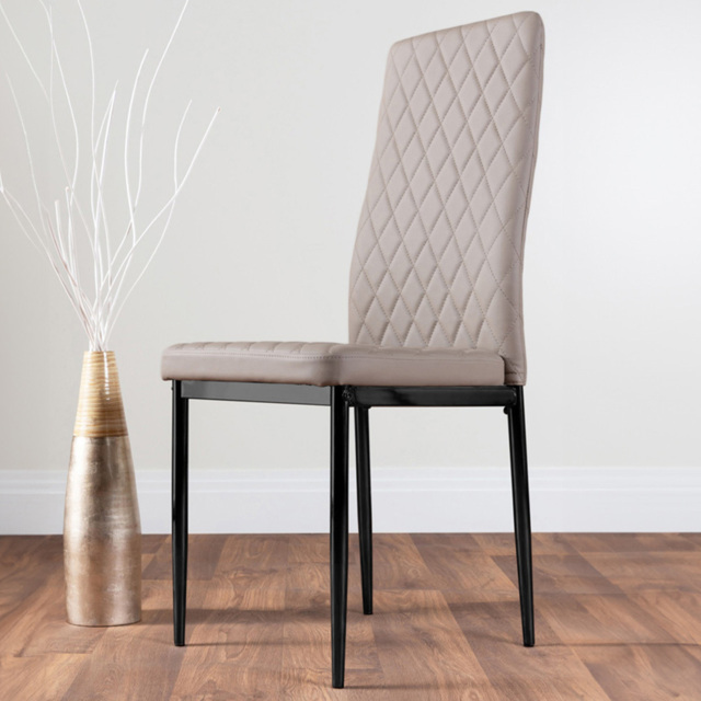 Furniturebox Valera Set of 6 Cappuccino and Black Faux Leather Dining Chair - Brown - Wilko - image 1