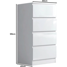 FWStyle Stora 4 Drawer White Gloss Chest of Drawers - Wilko - thumbnail 7