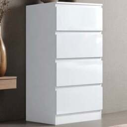 FWStyle Stora 4 Drawer White Gloss Chest of Drawers - Wilko