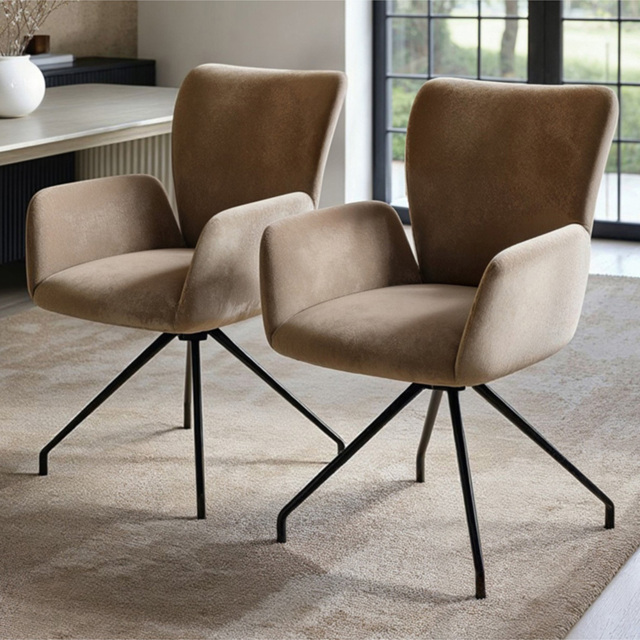 SOLACE+CO Kora Set of 2 Mocha Swivel Dining Chair - Brown - Wilko - image 1