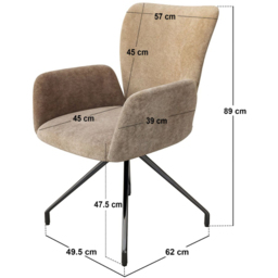 SOLACE+CO Kora Set of 2 Mocha Swivel Dining Chair - Brown - Wilko - thumbnail 6