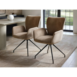 SOLACE+CO Kora Set of 2 Mocha Swivel Dining Chair - Brown - Wilko - thumbnail 5