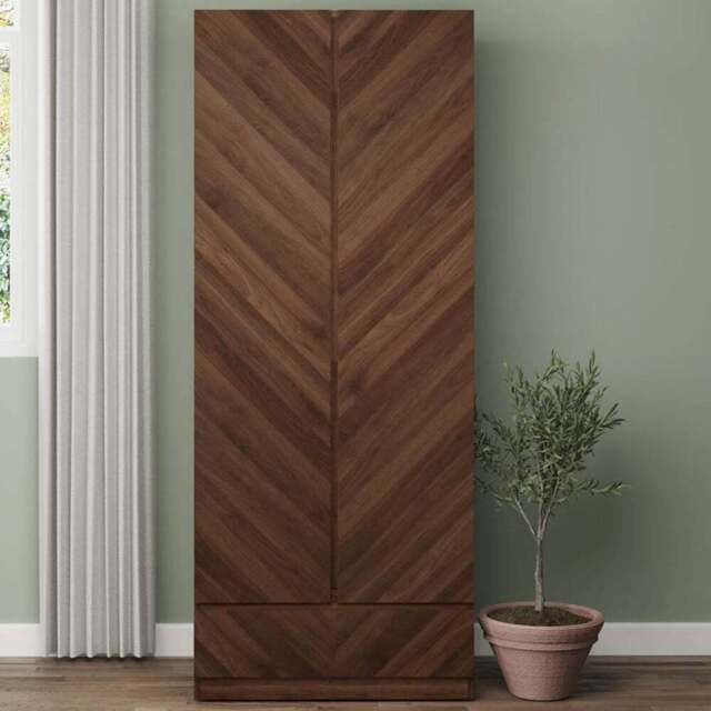 GFW Catania 2 Door Single Drawer Royal Walnut Wardrobe - Size: 2 Door, Single Drawer - Brown - Wilko - image 1