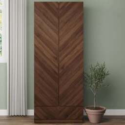 GFW Catania 2 Door Single Drawer Royal Walnut Wardrobe - Size: 2 Door, Single Drawer - Brown - Wilko