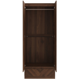 GFW Catania 2 Door Single Drawer Royal Walnut Wardrobe - Size: 2 Door, Single Drawer - Brown - Wilko - thumbnail 4