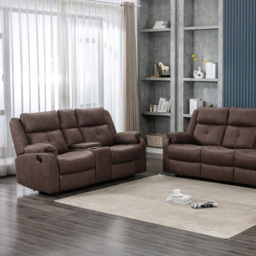 Brooklyn Casey 2 Seater Console Manual Recliner Sofa - Brown - Wilko - thumbnail 3