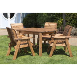 Charles Taylor Solid Wood 4 Seater Rectangle Outdoor Dining Set with Grey Cushions - Red - Wilko - thumbnail 7