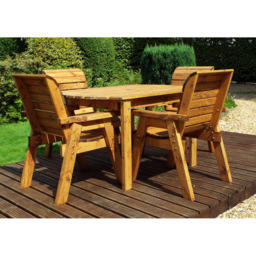 Charles Taylor Solid Wood 4 Seater Rectangle Outdoor Dining Set with Grey Cushions - Red - Wilko - thumbnail 5