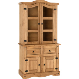 Seconique Corona 4 Door 2 Drawer Distressed Waxed Pine Buffet Hutch - Size: 48 x 100 x 193cm - Brown - Wilko - thumbnail 3