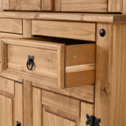 Seconique Corona 4 Door 2 Drawer Distressed Waxed Pine Buffet Hutch - Size: 48 x 100 x 193cm - Brown - Wilko - thumbnail 6