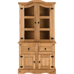 Seconique Corona 4 Door 2 Drawer Distressed Waxed Pine Buffet Hutch - Size: 48 x 100 x 193cm - Brown - Wilko - thumbnail 4
