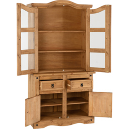 Seconique Corona 4 Door 2 Drawer Distressed Waxed Pine Buffet Hutch - Size: 48 x 100 x 193cm - Brown - Wilko - thumbnail 5