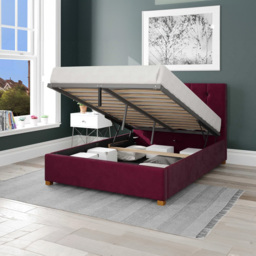 Aspire Hepburn Super King Berry Plush Velvet Ottoman Bed - Purple - Aspire Beds - Wilko - thumbnail 3