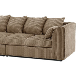 Luxor 4 Seater Coffee Jumbo Cord Left Hand Facing Scatter Back L Shaped Corner Sofa Set - Cream - Wilko - thumbnail 4