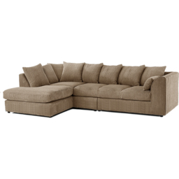Luxor 4 Seater Coffee Jumbo Cord Left Hand Facing Scatter Back L Shaped Corner Sofa Set - Cream - Wilko - thumbnail 3
