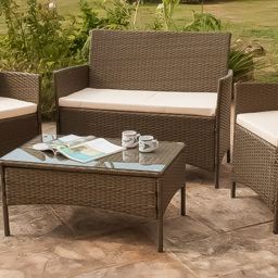 Brooklyn 4 Seater Brown Rattan Sofa Chair and Table Set - Wilko - thumbnail 3