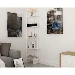 Decorotika Alice 5 Tier White Corner Bookshelf - Size: 180 x 45 x 22cm - Wilko - thumbnail 6