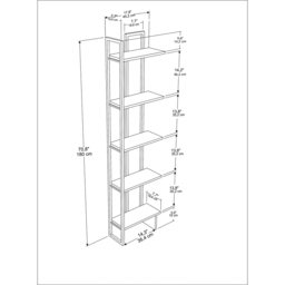 Decorotika Alice 5 Tier White Corner Bookshelf - Size: 180 x 45 x 22cm - Wilko - thumbnail 7