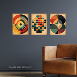 Artery8 Bauhaus Mid Century Abstract Circles Wall Art Print 30 x 41cm 3 Pack - Size: 40.5 x 30.5 x 0.3cm - Multi - Wilko - thumbnail 3