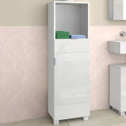 Loft24 Altas Single Door Single Drawer White Midi Cabinet - Size: 129 x 38 x 36cm - Wilko - thumbnail 1