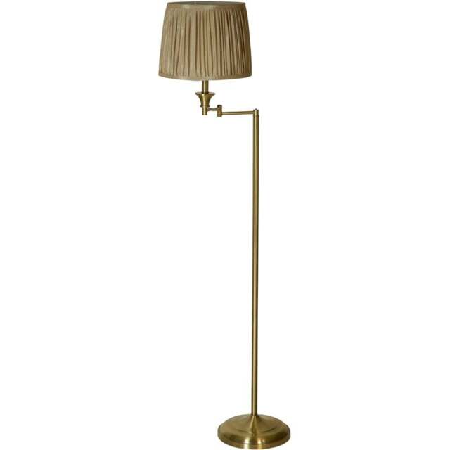 Lighting Collection Meyer Pleated Fabric Shade Swing Arm Antique Brass Floor Lamp - Size: 40 x 32.5 x 32.5cm - Wilko - image 1