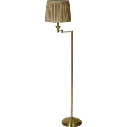 Lighting Collection Meyer Pleated Fabric Shade Swing Arm Antique Brass Floor Lamp - Size: 40 x 32.5 x 32.5cm - Wilko