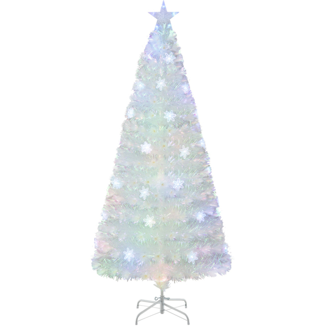 Costway 36 Multicolour LED White Fibre Optic Pre-Lit Artificial Christmas Tree 6ft - Wilko - image 1