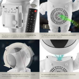 tectake White LED Starry Sky Projector Astronaut with Bluetooth and Remote Control - Size: 23.5 x 12 x 11.5cm - Wilko - thumbnail 5