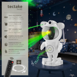 tectake White LED Starry Sky Projector Astronaut with Bluetooth and Remote Control - Size: 23.5 x 12 x 11.5cm - Wilko - thumbnail 7