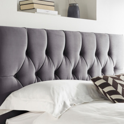 Aspire Furniture Catherine Lansfield Boutique Super King Steel Brushed Velvet Headboard - Silver - Aspire Beds - Wilko - thumbnail 1