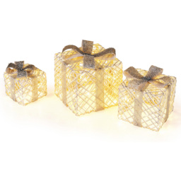Costway Lighted Gift Boxes with Bows Christmas Decoration 3 Pack - Size: 23 x 25 x 25cm - White - Wilko - thumbnail 5