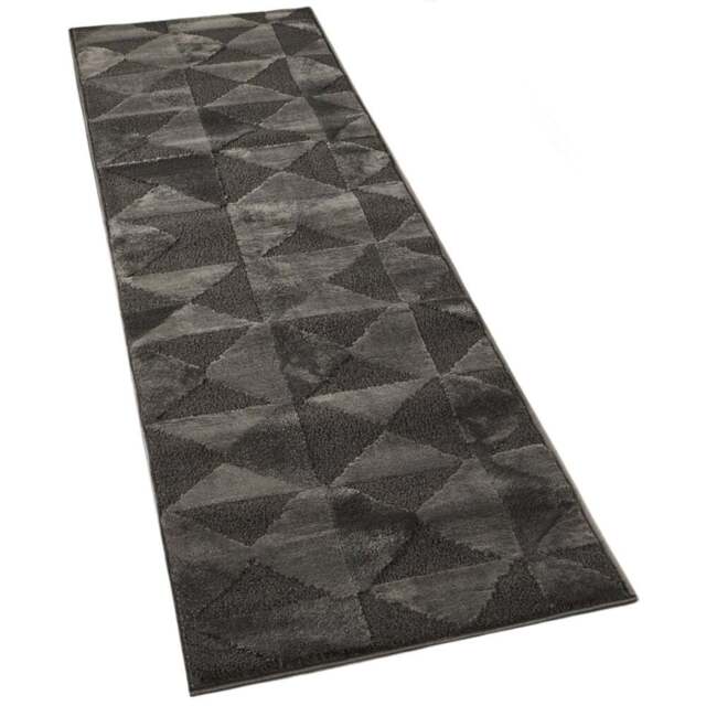 Desire Rugs Hamilton Dark Grey Geometric Triangle Mosaic Rug 60 x 220cm - Size: 220 x 60 x 1.3cm - Wilko - image 1