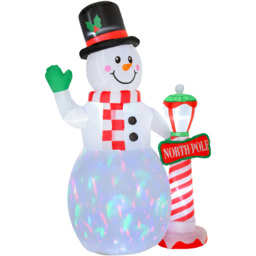 Everglow LED Inflatable Christmas Snowman with Street Lamp Decoration 7.8ft - White - Wilko - thumbnail 3