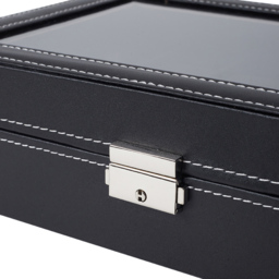 H&O Direct 12 Slot Black Watch Display Box with Glass Lid - Size: 8 x 30.2 x 20cm - Wilko - thumbnail 4