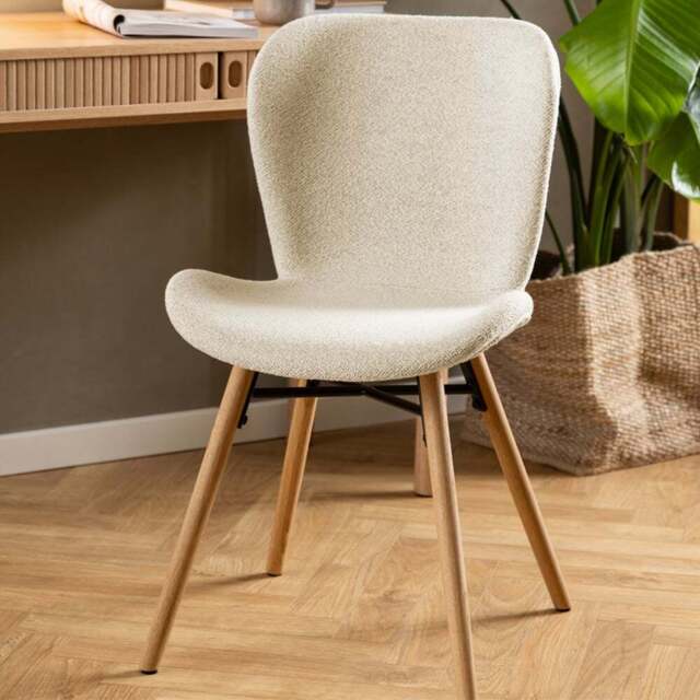 Florence Batilda Set of 2 Cream and Oak Dining Chair - Brown - Furniture To Go - Wilko - image 1