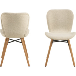 Florence Batilda Set of 2 Cream and Oak Dining Chair - Brown - Furniture To Go - Wilko - thumbnail 3