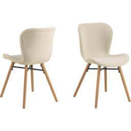 Florence Batilda Set of 2 Cream and Oak Dining Chair - Brown - Furniture To Go - Wilko - thumbnail 5
