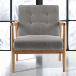 Living and Home Grey Tufted Wooden Armchair - Size: Single - Wilko - thumbnail 1