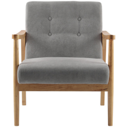 Living and Home Grey Tufted Wooden Armchair - Size: Single - Wilko - thumbnail 3