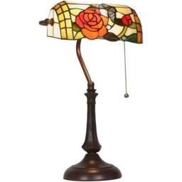 HOMCOM Antique Handcrafted Tiffany-Style Stained Glass Table Lamp - Size: 21 x 31 x 52cm - Red - Wilko - thumbnail 1