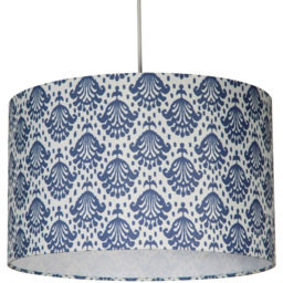 Lighting Collection Cantu Damask Print Ceiling Lamp Shade - Size: 22 x 35 x 35cm - Cream and Blue - Wilko
