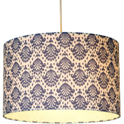 Lighting Collection Cantu Damask Print Ceiling Lamp Shade - Size: 22 x 35 x 35cm - Cream and Blue - Wilko - thumbnail 4