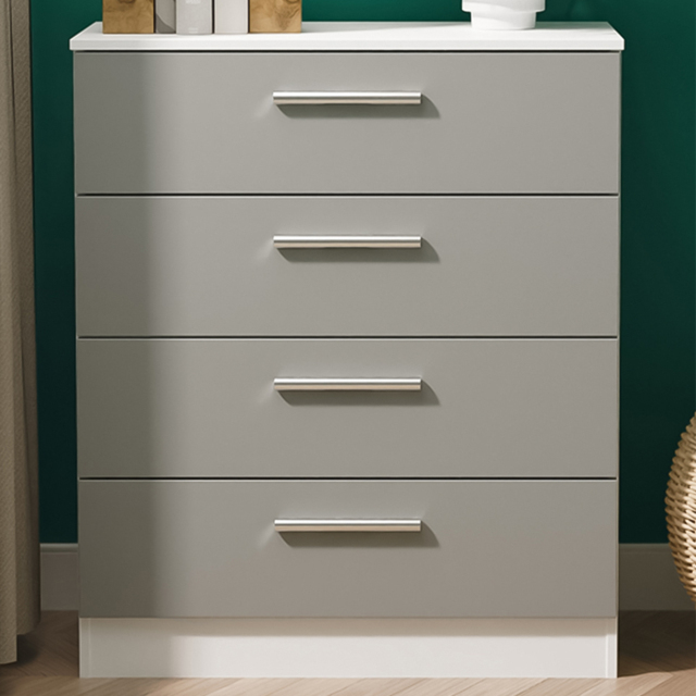 Crowndale Contrast 4 Drawer Dusk Grey and White Chest of Drawers Ready Assembled - Dusk Grey & White - Wilko - image 1