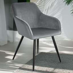 tectake Marilyn Set of 2 Grey and Black Velvet Dining Chairs - Wilko - thumbnail 1