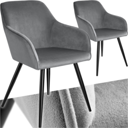 tectake Marilyn Set of 2 Grey and Black Velvet Dining Chairs - Wilko - thumbnail 3