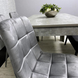 Portland 6 Seater Black and Grey Dining Table Set with Padded Bench and Velvet Chairs - Multi - Wilko - thumbnail 5