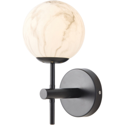 Living and Home E27 Screw Black Iron Marble Textured Glass Shade Wall Light 28cm - Size: 28 x 12 x 15cm - Wilko - thumbnail 5