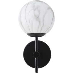Living and Home E27 Screw Black Iron Marble Textured Glass Shade Wall Light 28cm - Size: 28 x 12 x 15cm - Wilko - thumbnail 3