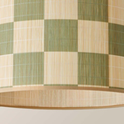 ValueLights Lori Green Checker Bamboo Medium Drum Ceiling Lamp Shade - Size: 23 x 30 x 30cm - Wilko - thumbnail 7
